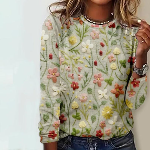 Creative flower 3D digital printing casual trend crew neck T-shirt m302222