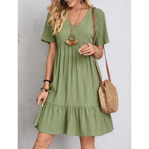 Summer loose casual short-sleeved waist elegant dress m300029