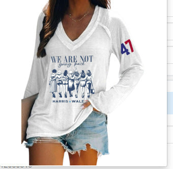 Women's V-neck long sleeve horror red graffiti 3D digital printing m301556