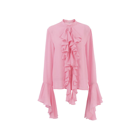 Feeling ruffle edge long-sleeved shirt autumn and winter new temperament high-end cardigan top m301824