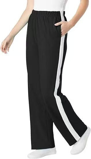 Leopard print splicing temperament loose wide-leg trousers m301903