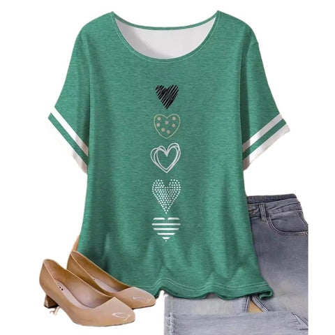 Retro printed cotton short-sleeved T-shirt early spring new versatile crew neck bottoming shirt m301287