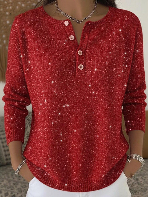 Vintage 3D digital printing four-button stand-up collar Polo sweater women m302158