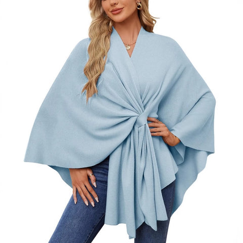 Ladies Elegant One Piece Solid Color Soft Shawl Jacket Cloak Top m301329