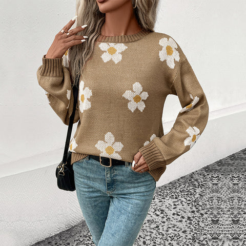 Multi-color fashion women's long-sleeved jacquard sweater m300625