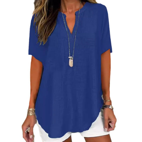 Women's Loose Casual V-Neck Short Sleeve Top m301220