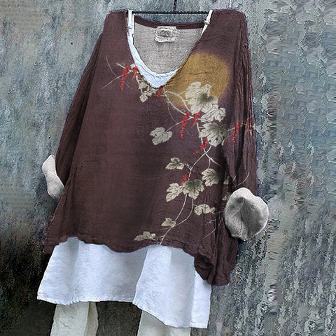 V-neck single piece long sleeve 3D digital printing m301043