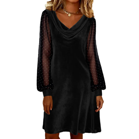 Women's solid color V-neck mesh foam m302228