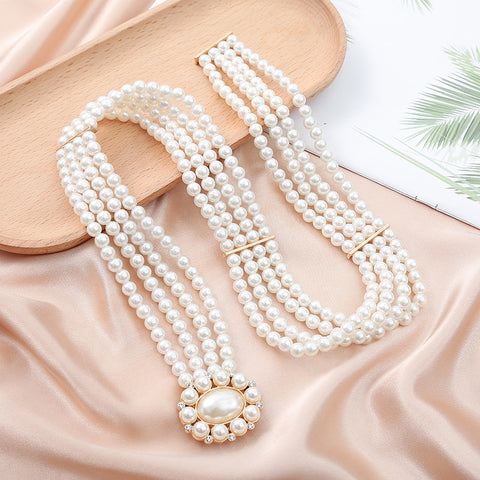 Women's chain pearl rhinestones with belt M3331056