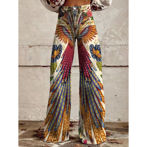 3D heat transfer flared pants simulation denim trousers loose pants m301550