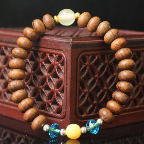 Natural Vietnamese Huanghuali 108 Buddha Beads Bracelet, Rosewood Lotus Bracelet, Wenwan Fragrant Wooden Bracelet m3331302