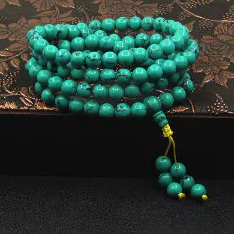 Turquoise 108 beads bracelet, blue turquoise bracelet m3331227