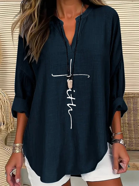 Loose printing round neck casual large size pullover women's clothing T m301359