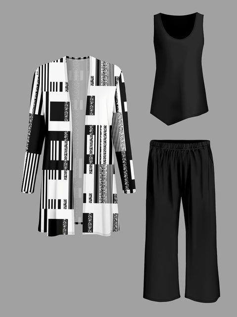 Jacket with vest top and elegant slacks 3-piece women's set m302760