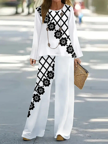 New crew neck 3D printed women's fashion shirt set m301240