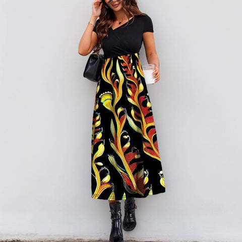 Splicing print elegant fashion dress m301209