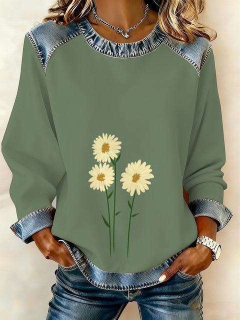 Women's printed women's crew neck sweater m302298