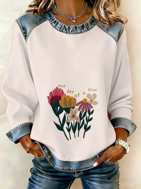 Women's printed women's crew neck sweater m302298