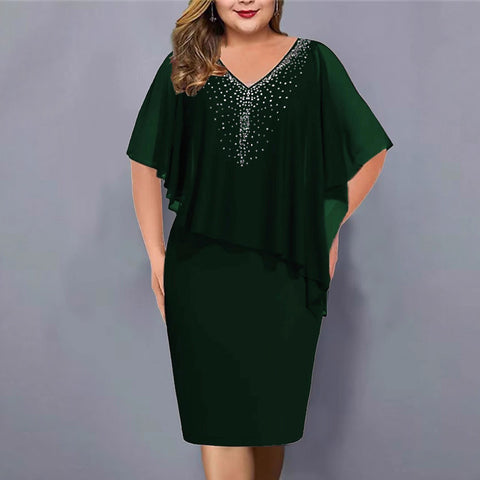 Chiffon dress short-sleeved shawl design high and thin commuter dress m301941