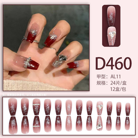 Elegant and fresh temperament wind manicure ice transparent rhinestone removable wearable nail m5010688