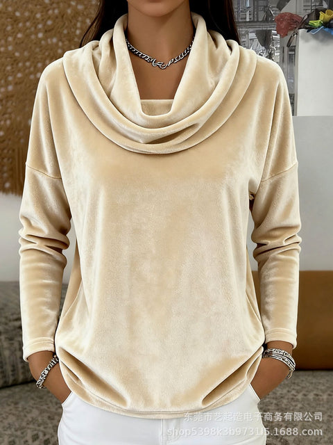 Solid color gold diamond fleece round neck long sleeve m302274