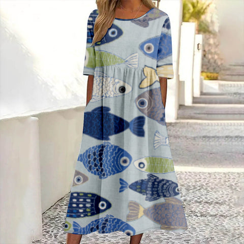 Fashion digital print big wide dress m302128