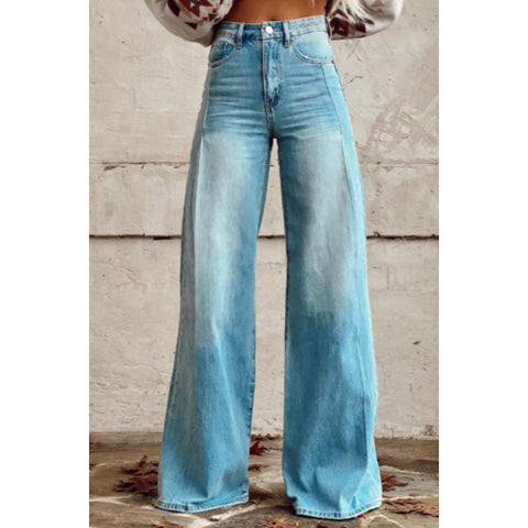 3D heat transfer flared pants simulation denim trousers loose pants m301550