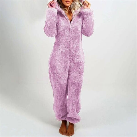 Fleece Thickened Fluffy Jumpsuit Hooded Pajamas m302166