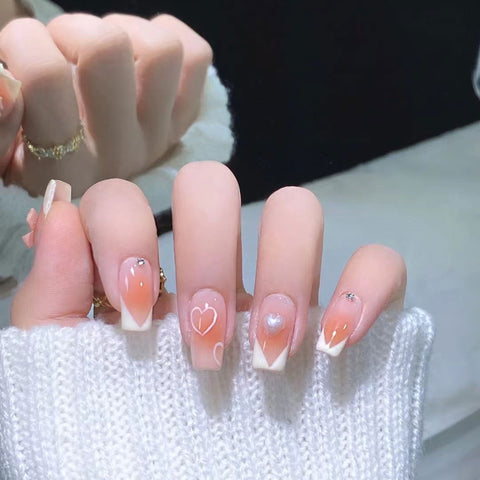 Fairy love butterfly French dating sweet white wearing manicure long removable m5010687