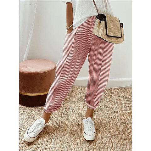 New woven jacquard striped splicing design loose casual pants children m301248