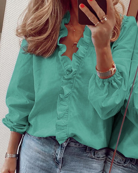Long Sleeve Ruffle Shirt Women's Shirt m301332