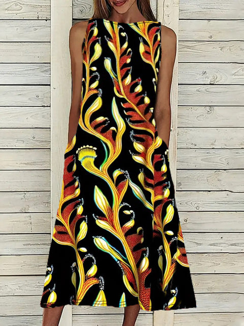 Vest print elegant plus size dress m301207