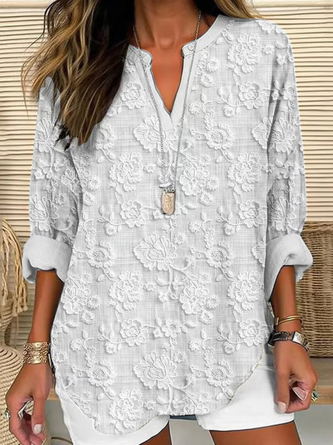 Floral 3D digital printing women's fashion crew neck loose shirt top m301357