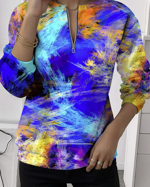Printed shoulder sleeves long sleeves sweater m302295