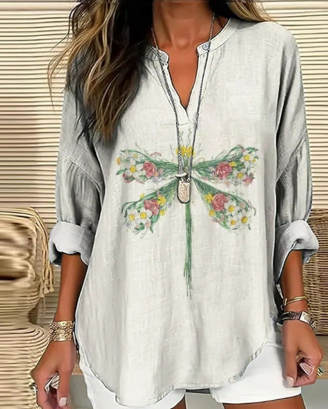 Loose printing round neck casual large size pullover women's clothing T m301359