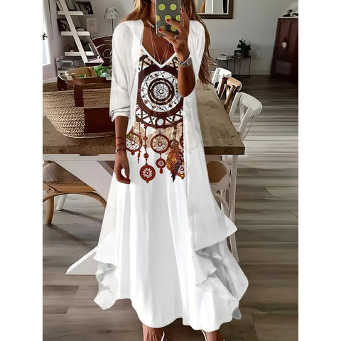 Women's inner dress two-piece floral print dress m302894