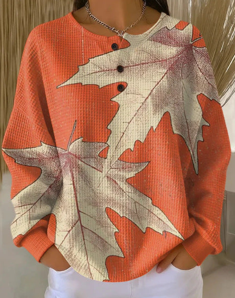 Vintage 3D digital printing four-button stand-up collar Polo sweater women m302158