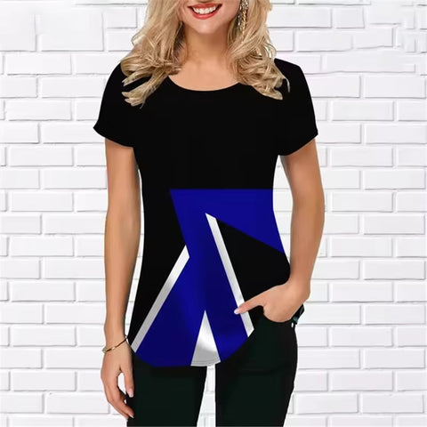 Women's T-shirt summer short-sleeved 3D printing classic simple women's T-shirt loose casual crew neck top m301663