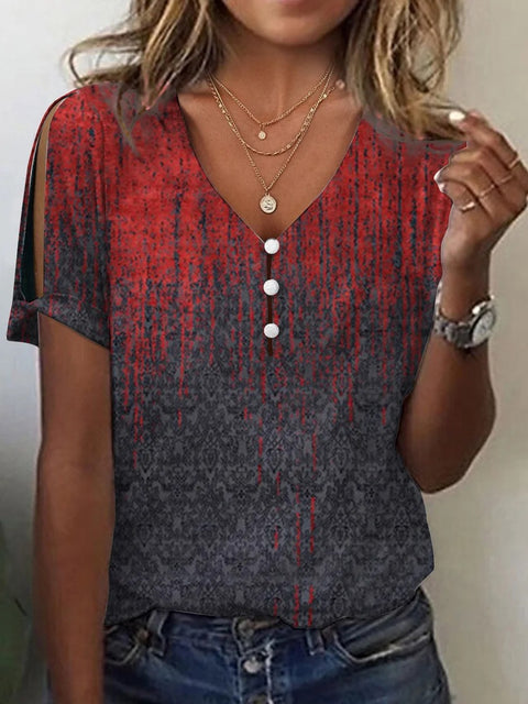 Ethnic style positioning printed short-sleeved top women's m301263
