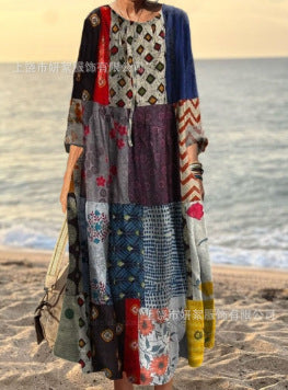 3D printed casual loose dress women m301278