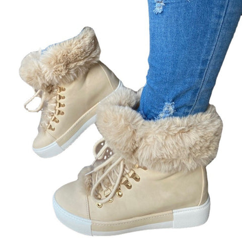 Short long fur leather boots m302293