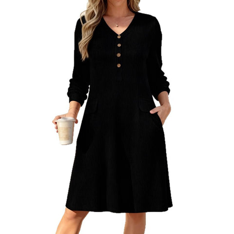 Comfortable and thin pit strip long sleeves knitted dress m302221