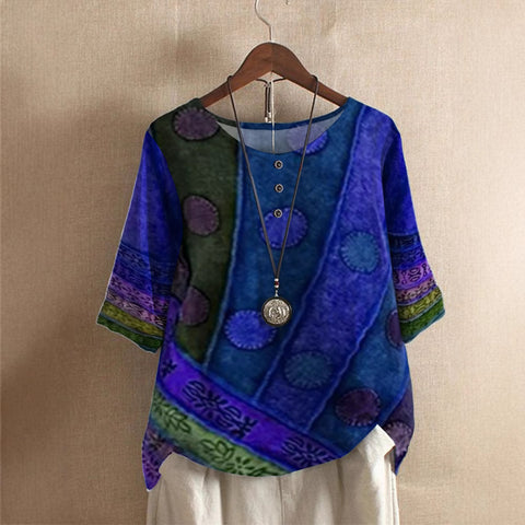 Women's loose fashion loose digital printing casual top m302002