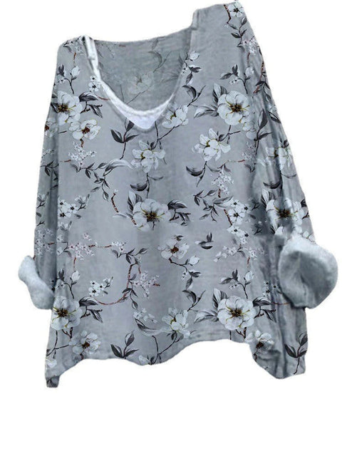 Long-sleeved printed casual pullover loose round neck single-piece T-shirt m301042