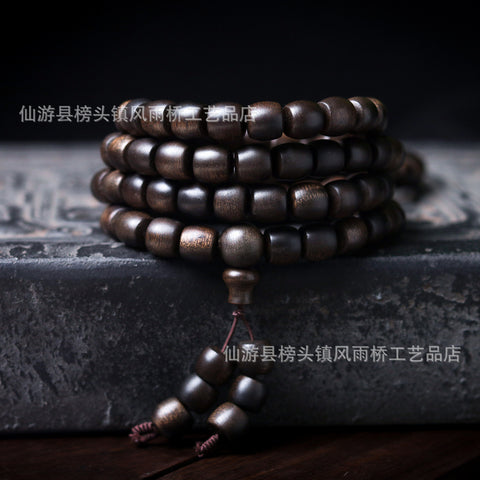 Agarwood Black Qinan High Oil Submerged High Quality Wooden Agarwood Bracelet 108 Buddha Beads Barrel Beads Hand Jewelry m3331277