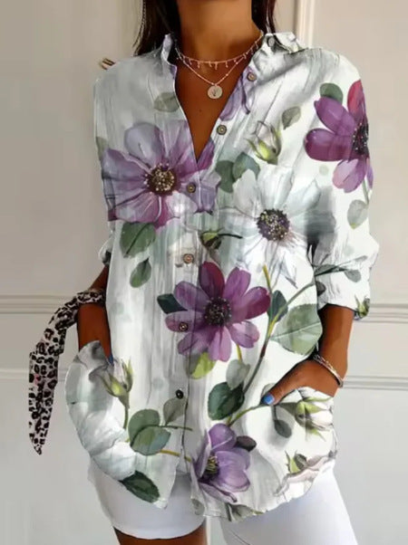 Long Sleeve Print 3D Floral Short Sleeve Pattern m301217