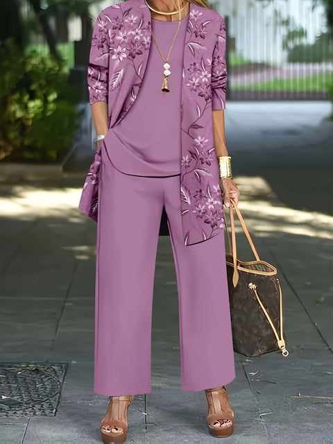 Jacket with vest top and elegant slacks 3-piece women's set m302760