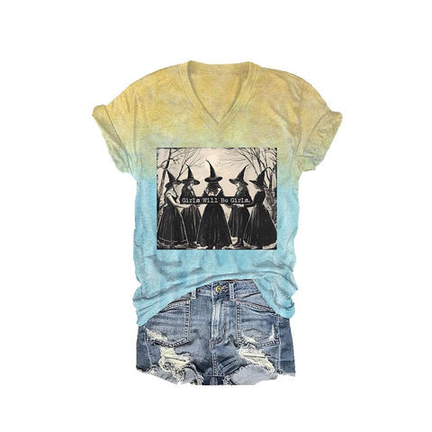 3D digital printing letter series women's V-neck short-sleeved T-shirt m301557