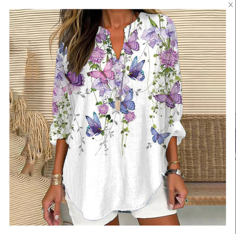 Loose printing round neck casual large size pullover women's clothing T m301359