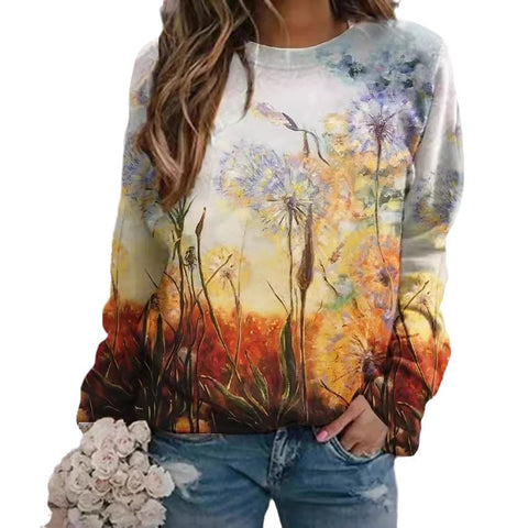 New landscape flower print long-sleeved sweater m301751